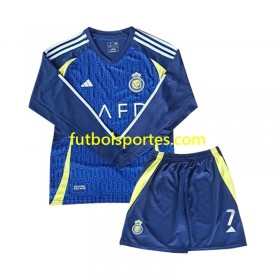 Camiseta Al Nassr Cristiano Ronaldo 7 Niño Segunda Equipación 2024/2025 Manga Larga